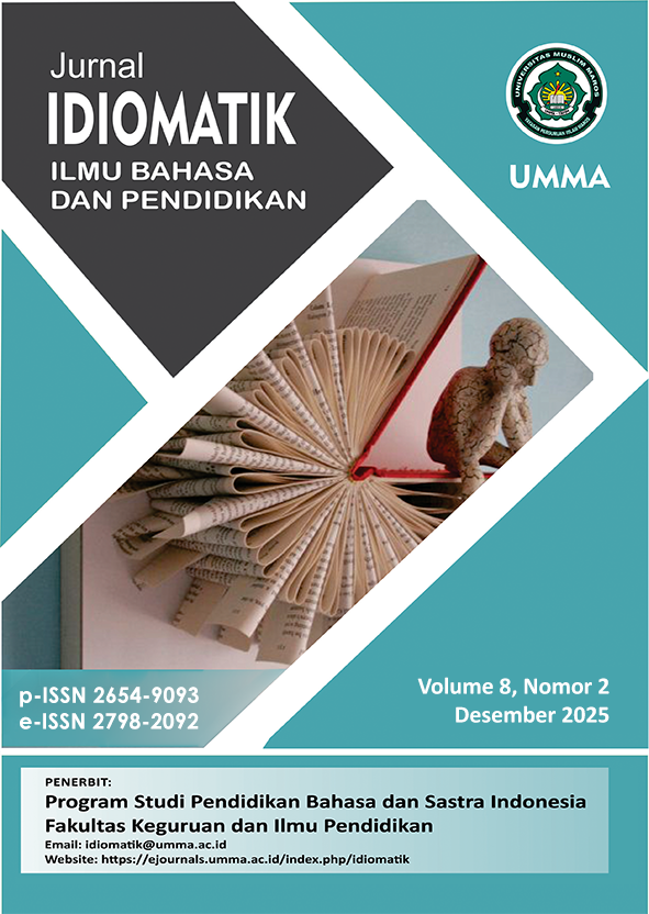 					View Vol. 8 No. 2 (2025): IDIOMATIK: Jurnal Pendidikan Bahasa dan Sastra Indonesia
				