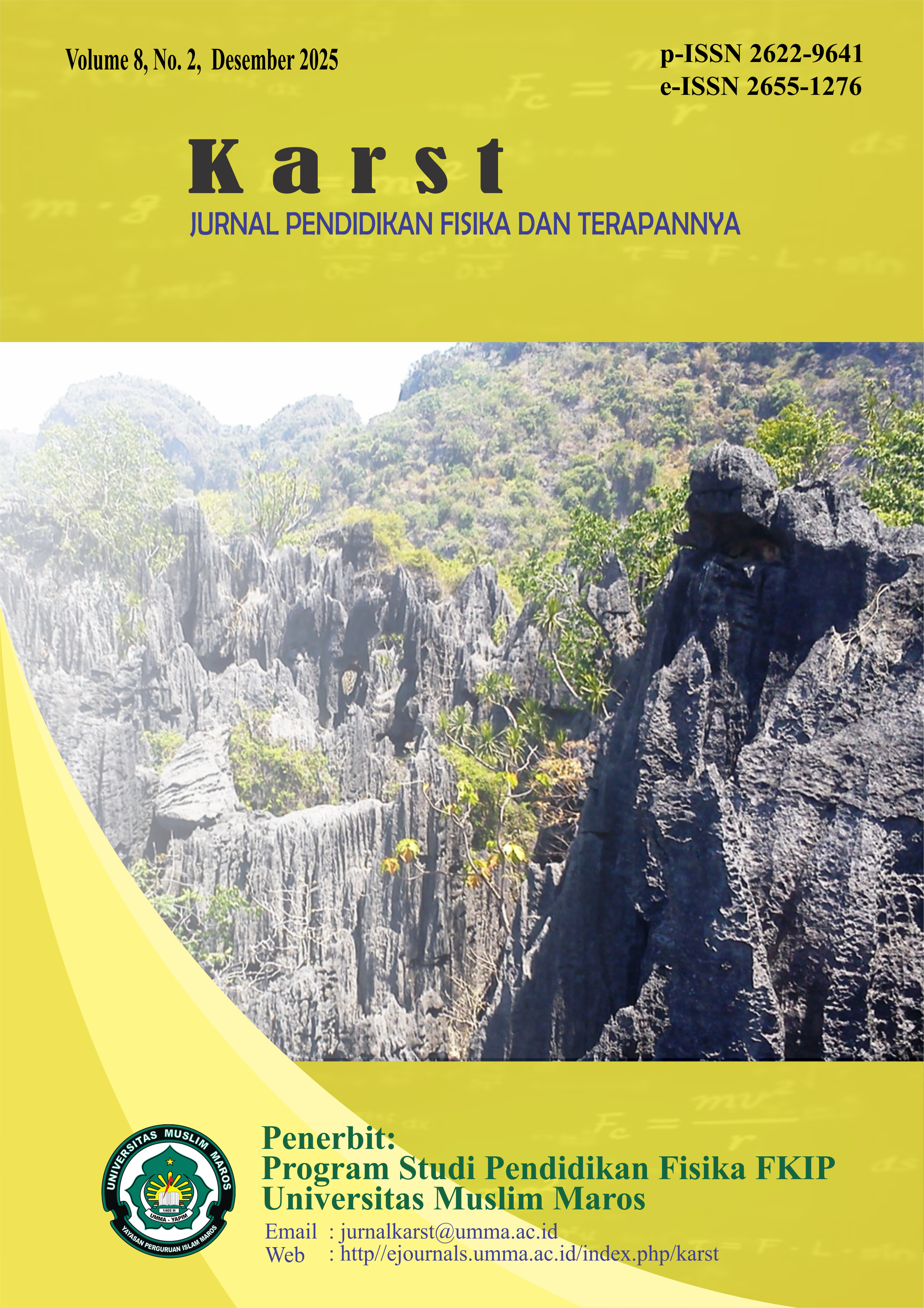 					View Vol. 8 No. 2 (2025): Karst : Jurnal Pendidikan Fisika dan Terapannya
				