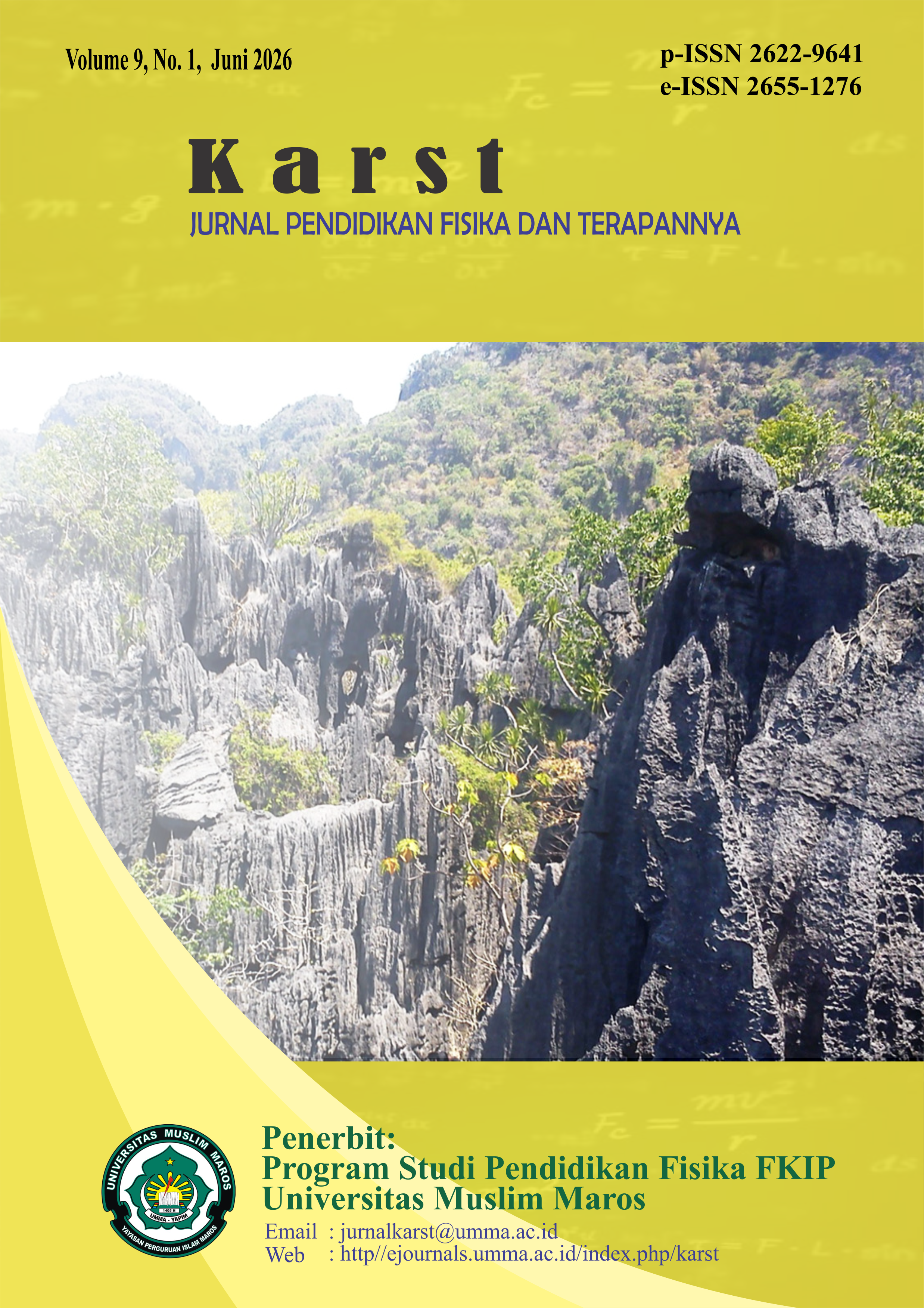 					View Vol. 9 No. 1 (2026): Karst: Jurnal Pendidikan Fisika dan Terapannya
				